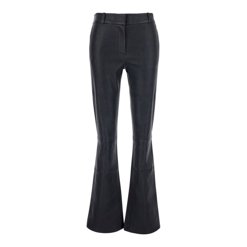 Arma Women 'Lucia' Black Pants With Elasticated Waist In Leather For Women